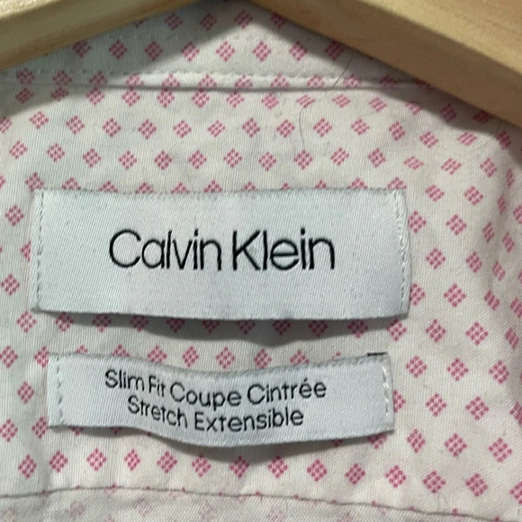 COPY - Calvin Klein Slim Fit Pink Printed Button-Down Shirt - Medium - Picture 3 of 9
